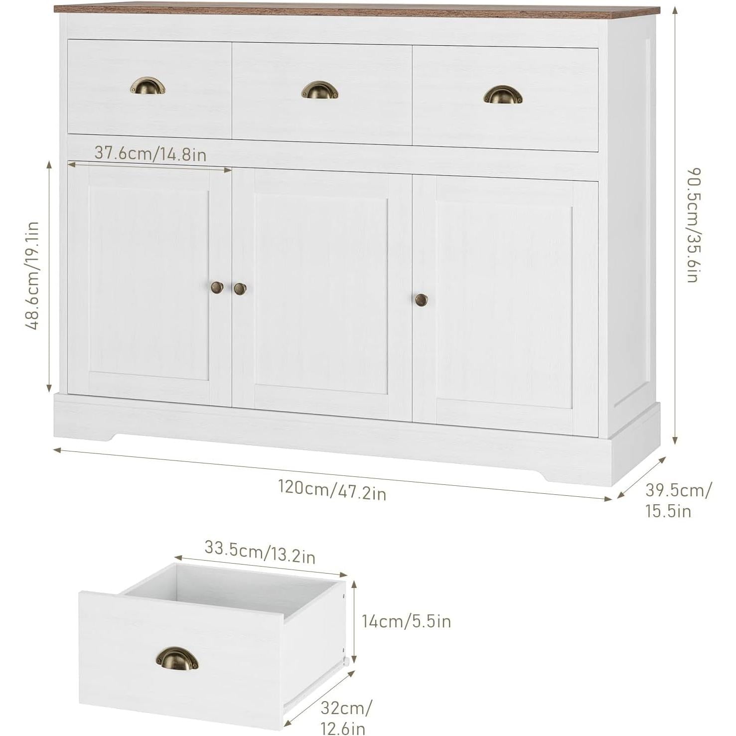 Antique White Buffet Cabinet With Adjustable Shelves