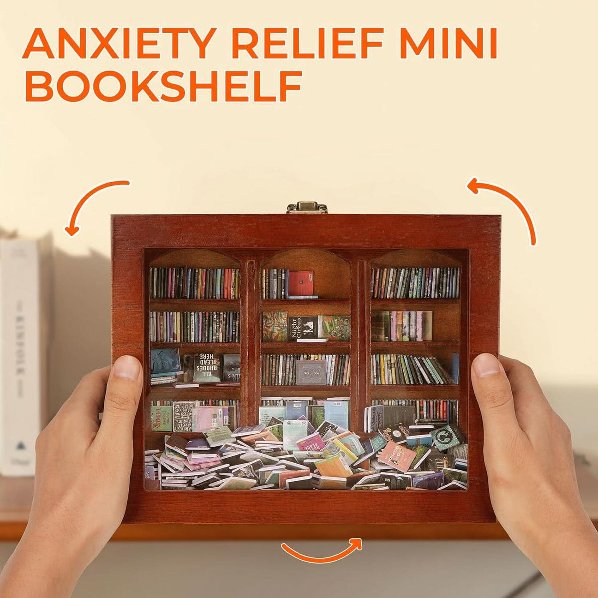 Anxiety Bookshelf Miniature Library Display Cabinet Books