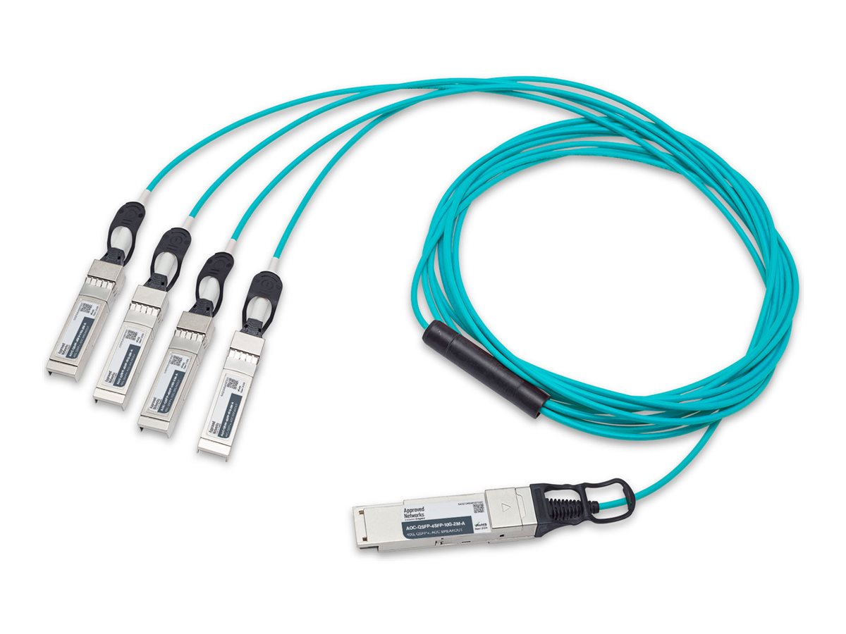Approved Networks - 40GBase-AOC direct attach cable - QSFP+ to SFP+ - 2 m - fiber optic - IEEE 802.3/SFF-8431/SFF-8436/OM3 - AOCQSFP4SFP10G2M-A