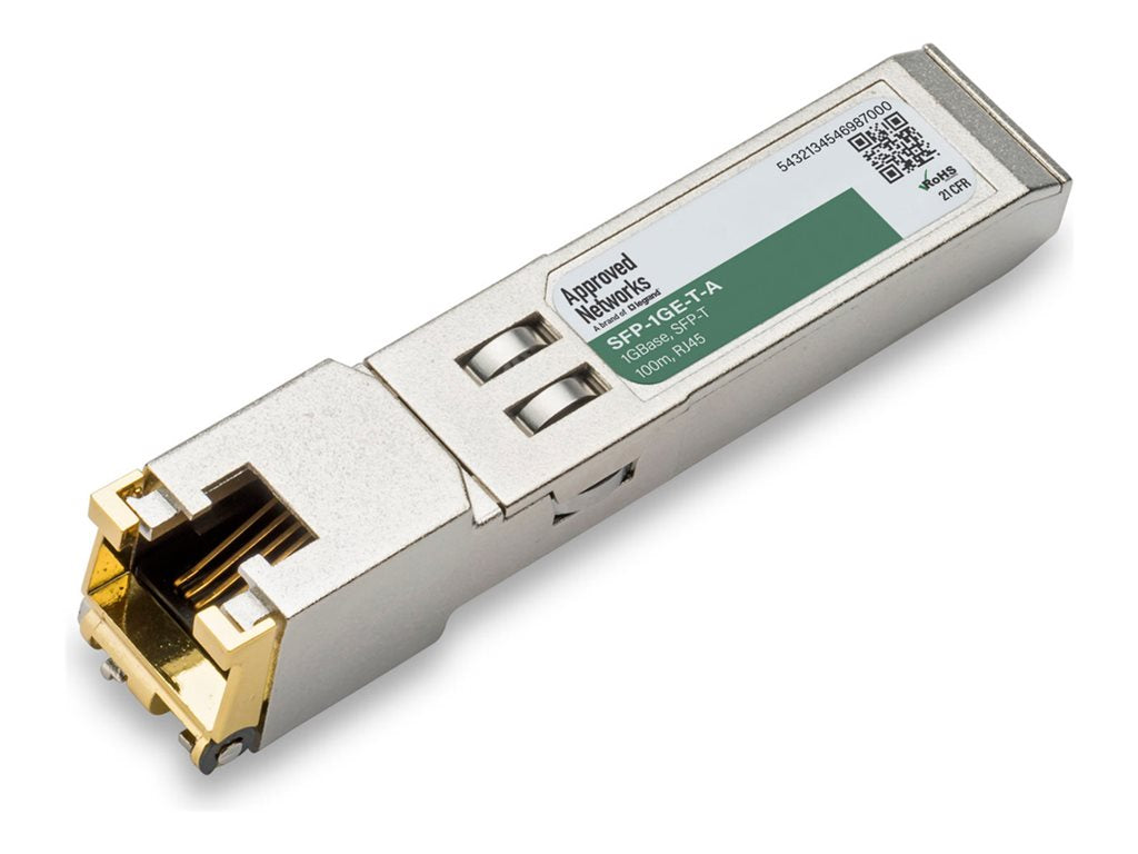Approved Networks - SFP (mini-GBIC) transceiver module (equivalent to: Juniper SFP-1GE-T) - 1GbE - 1000Base-T - RJ-45 -