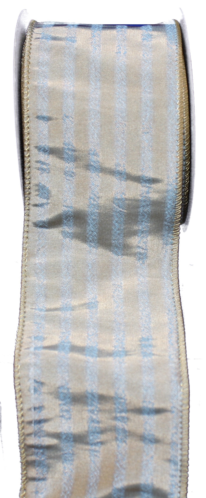 Aqua Stripe Wire Edged Ribbon