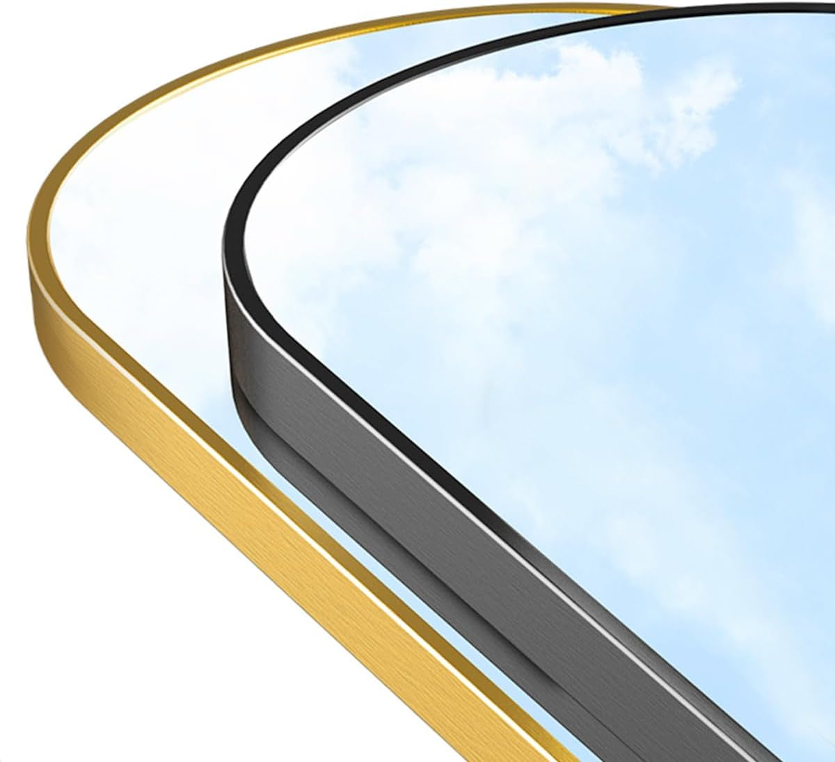Arched Floor Mirror 68 by 26 Inches Black Aluminum Frame