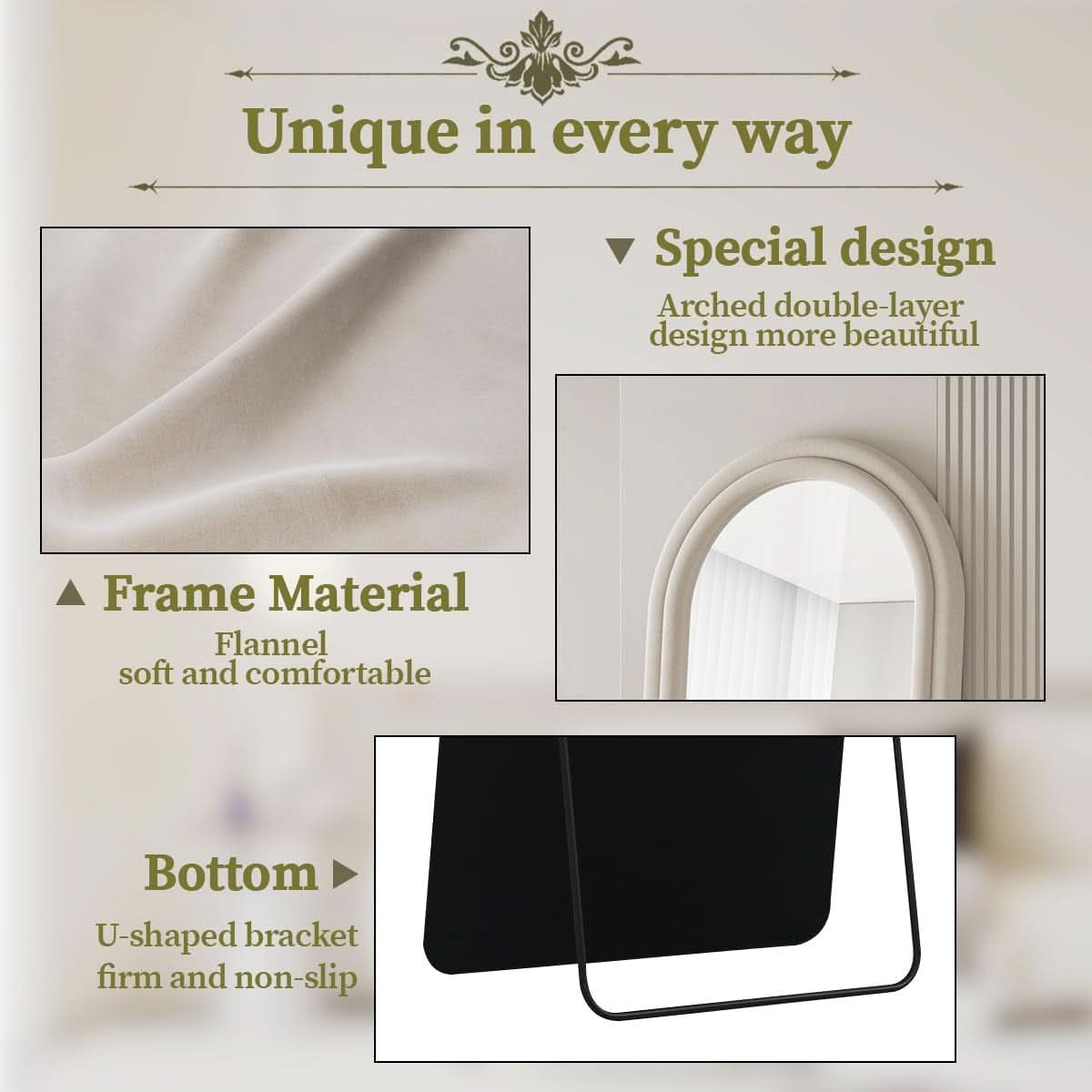 Arched Full Length Floor Mirror 71 X 32 Inches White
