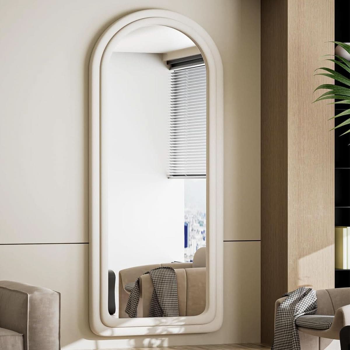 Arched Full Length Floor Mirror 71 X 32 Inches White