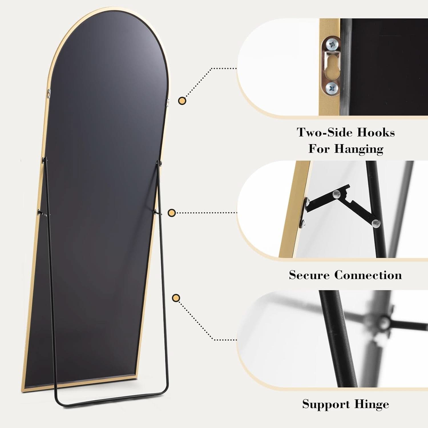 Arched Full Length Mirror 59 Inch By 16 Inch Gold Frame