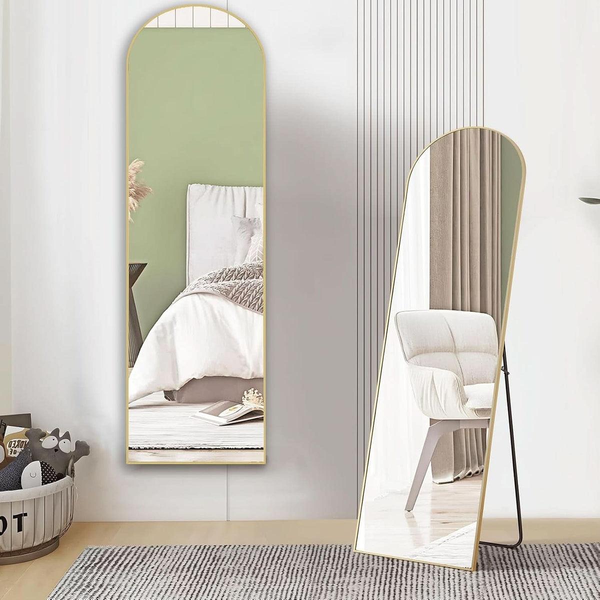 Arched Full Length Mirror 59 Inch By 16 Inch Gold Frame