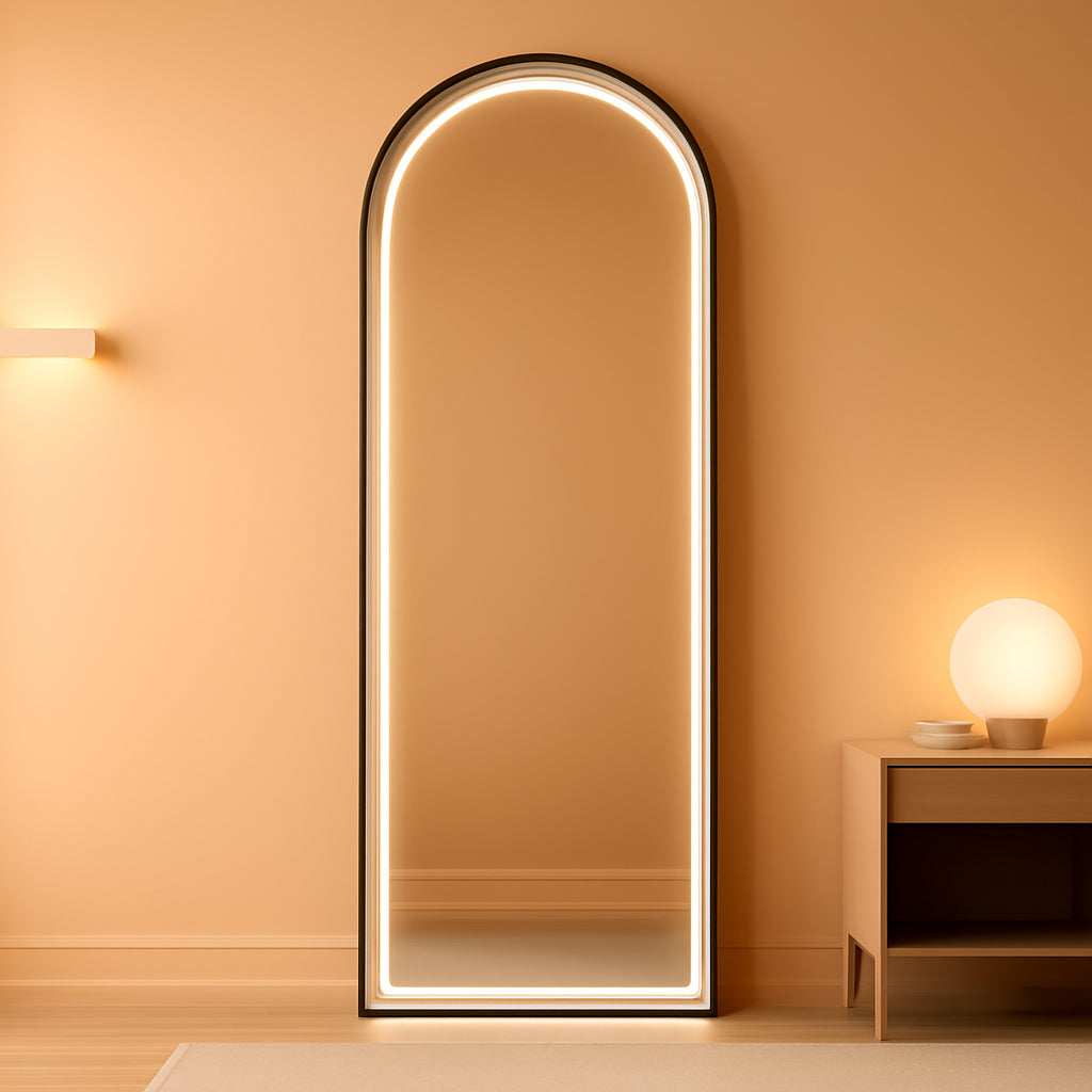 Arched Full Length Mirror With LED Lighting 63x20 Inches