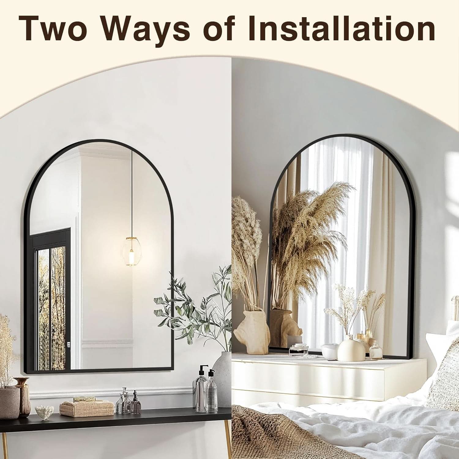 Arched Vanity Mirror 24 By 36 Inches Black Set Of Two