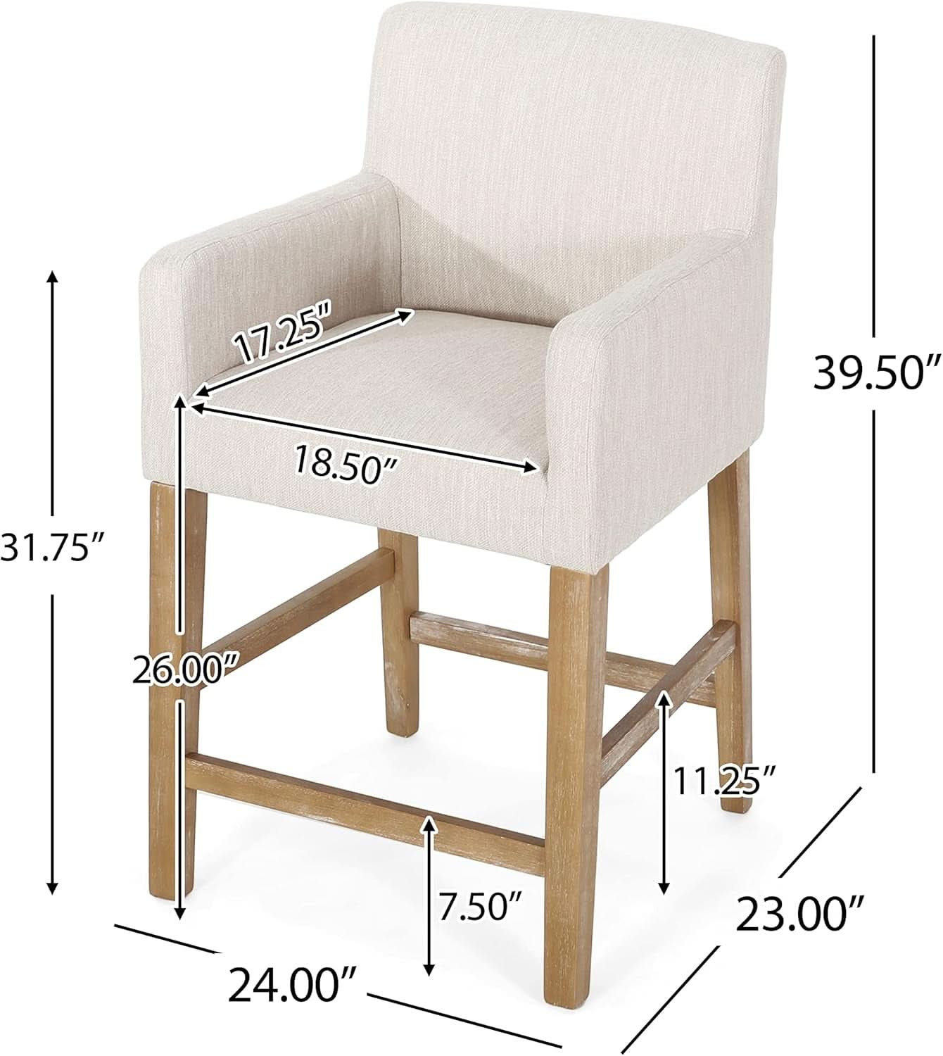Armga Upholstered 26 Inch Counter Stools Beige Set Of 2