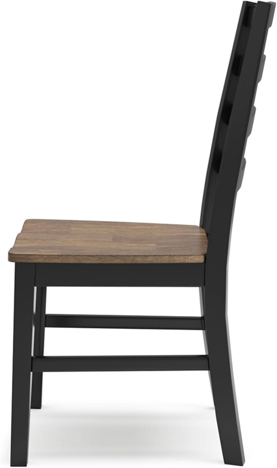 Armless Dining Chair Set 2 Two Tone Black and Brown