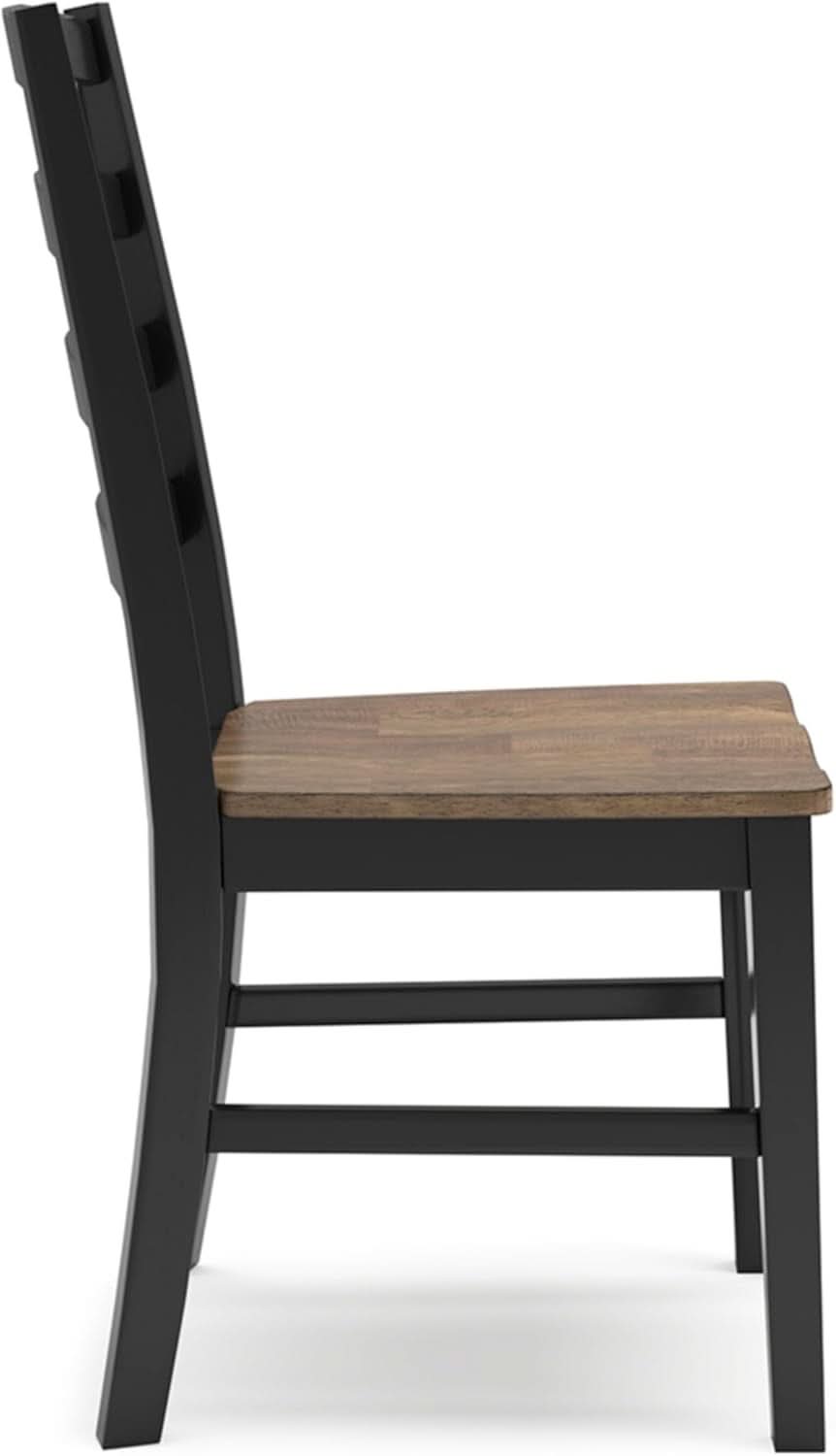 Armless Dining Chair Set 2 Two Tone Black and Brown