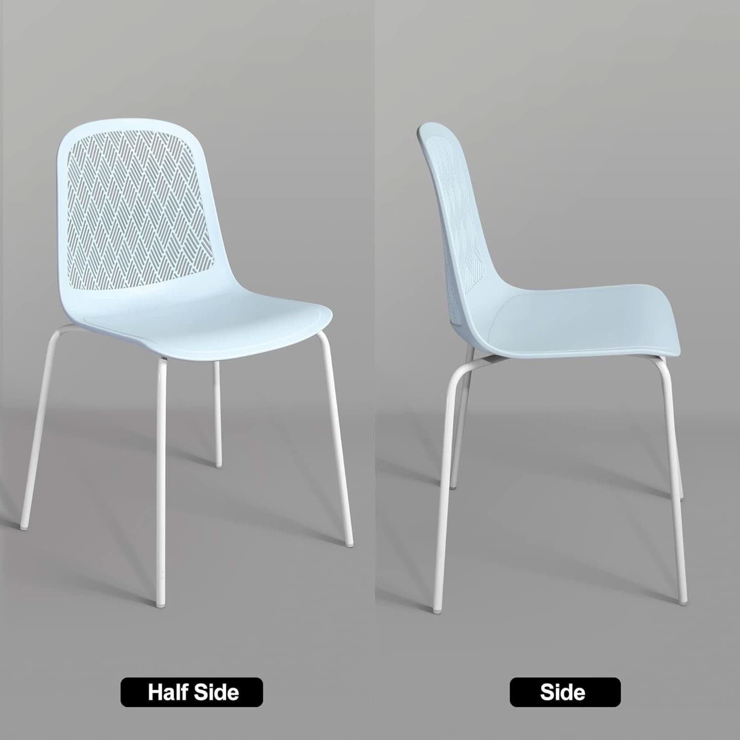 Armless Modern Chairs With Metal Legs Set Of 4 For Dining
