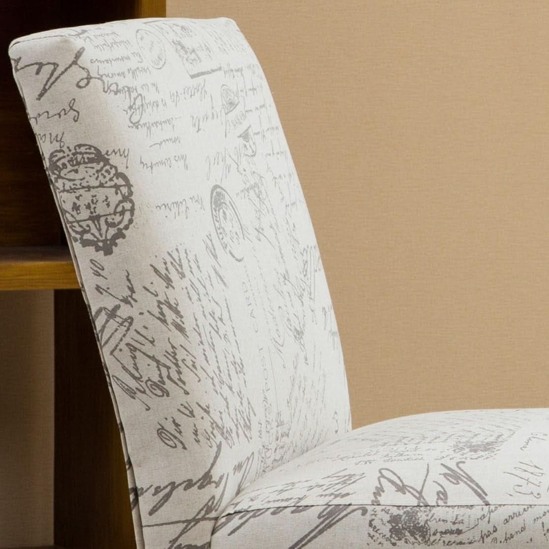 Armless Script Print Upholstered Accent Chair Espresso