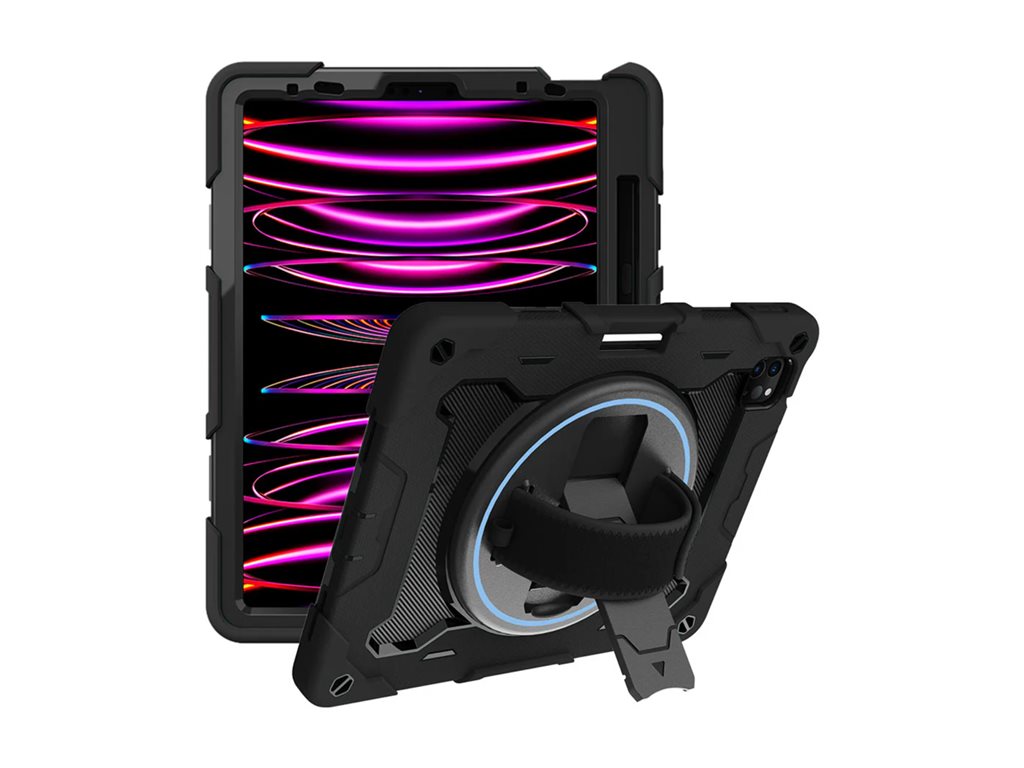 Armor-X - Back cover for tablet - rugged - 3 layers, shockproof, with hand strap, kick-stand and built-in pen holder - polycarbonate, NBN-IPAD-A5PN