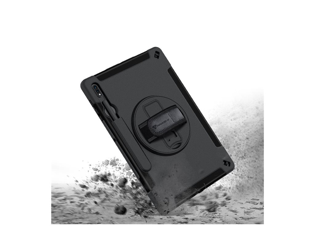 Armor-X RIN-SS-S7P-SX - Back cover for tablet - rugged - with hand strap and kick-stand, rainproof military grade - premium thermoplastic