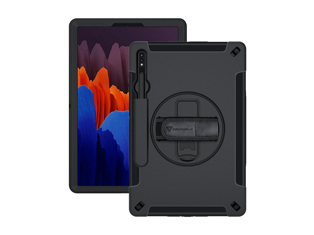 Armor-X RIN-SS-S7P-SX - Back cover for tablet - rugged - with hand strap and kick-stand, rainproof military grade - premium thermoplastic
