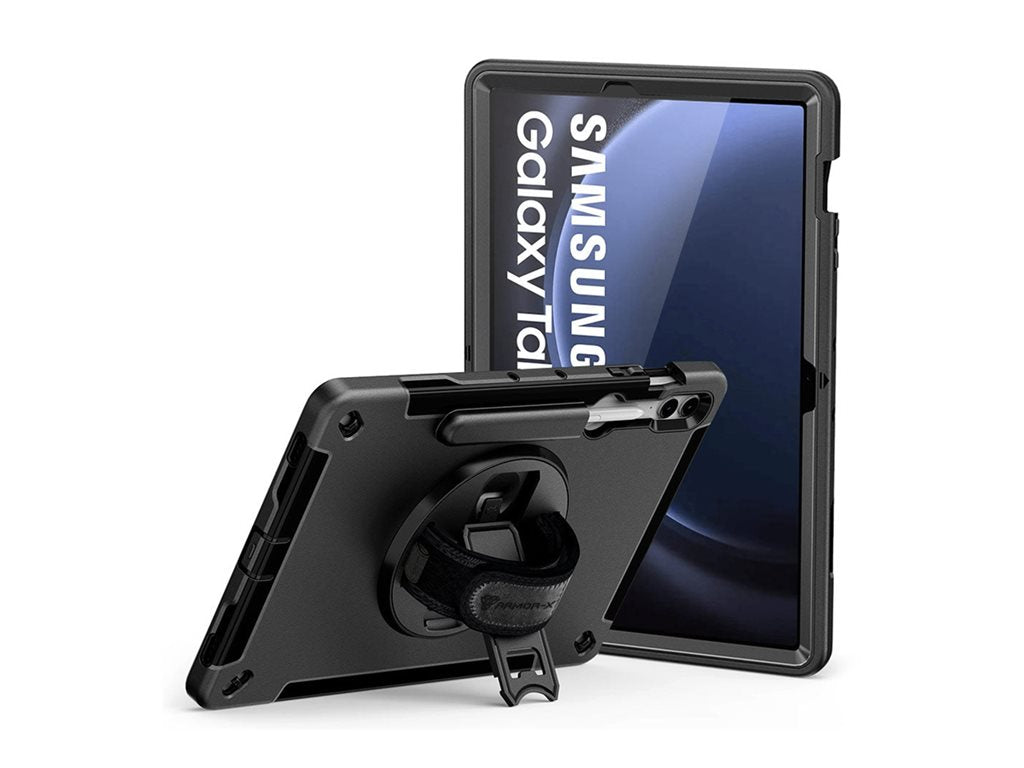 Armor-X RIN-SS-X610 - Back cover for tablet - rugged - with hand strap and kick-stand, rainproof military grade - premium thermoplastic