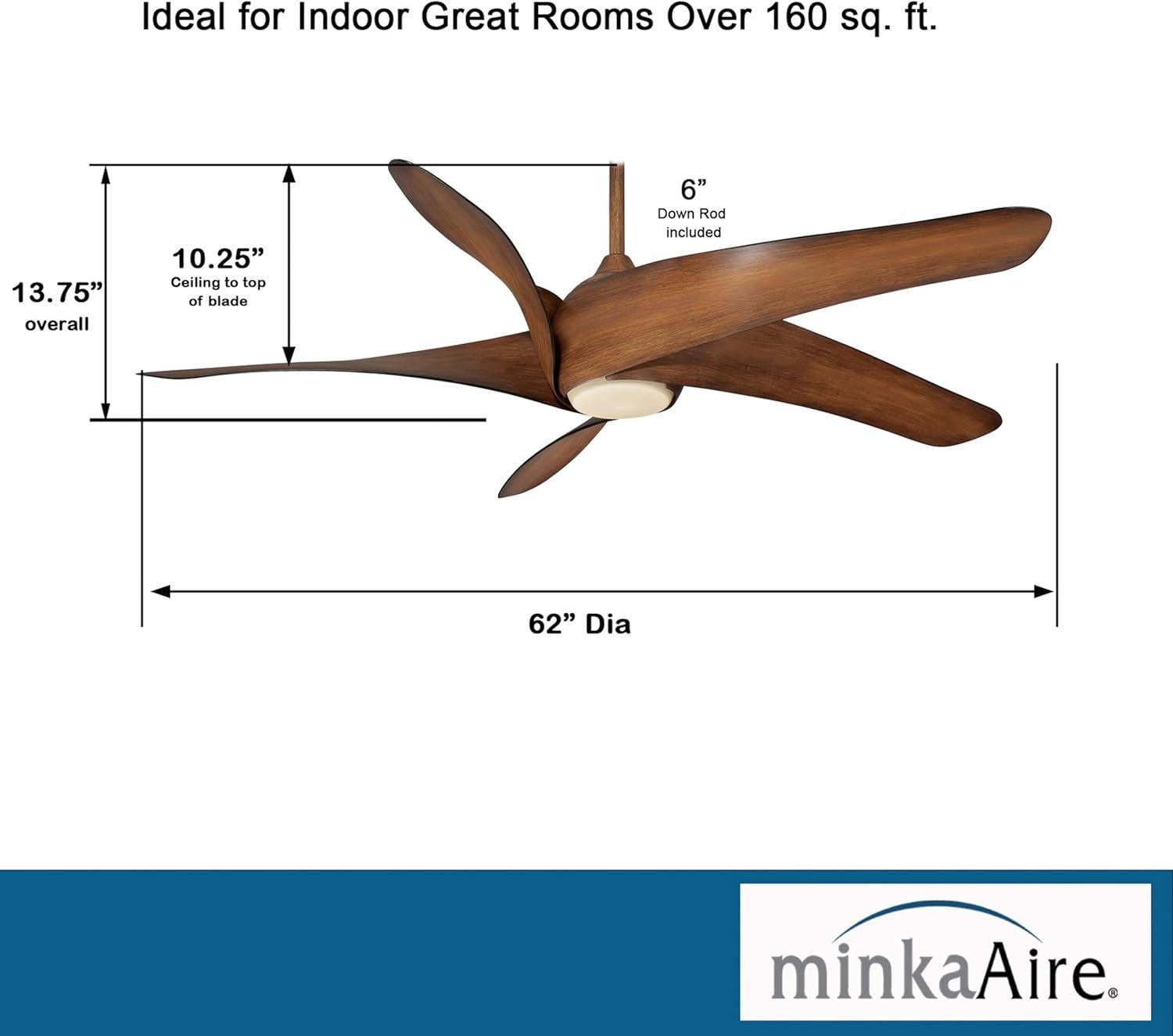 Artemis XL5 62In Distressed Koa Ceiling Fan With LED