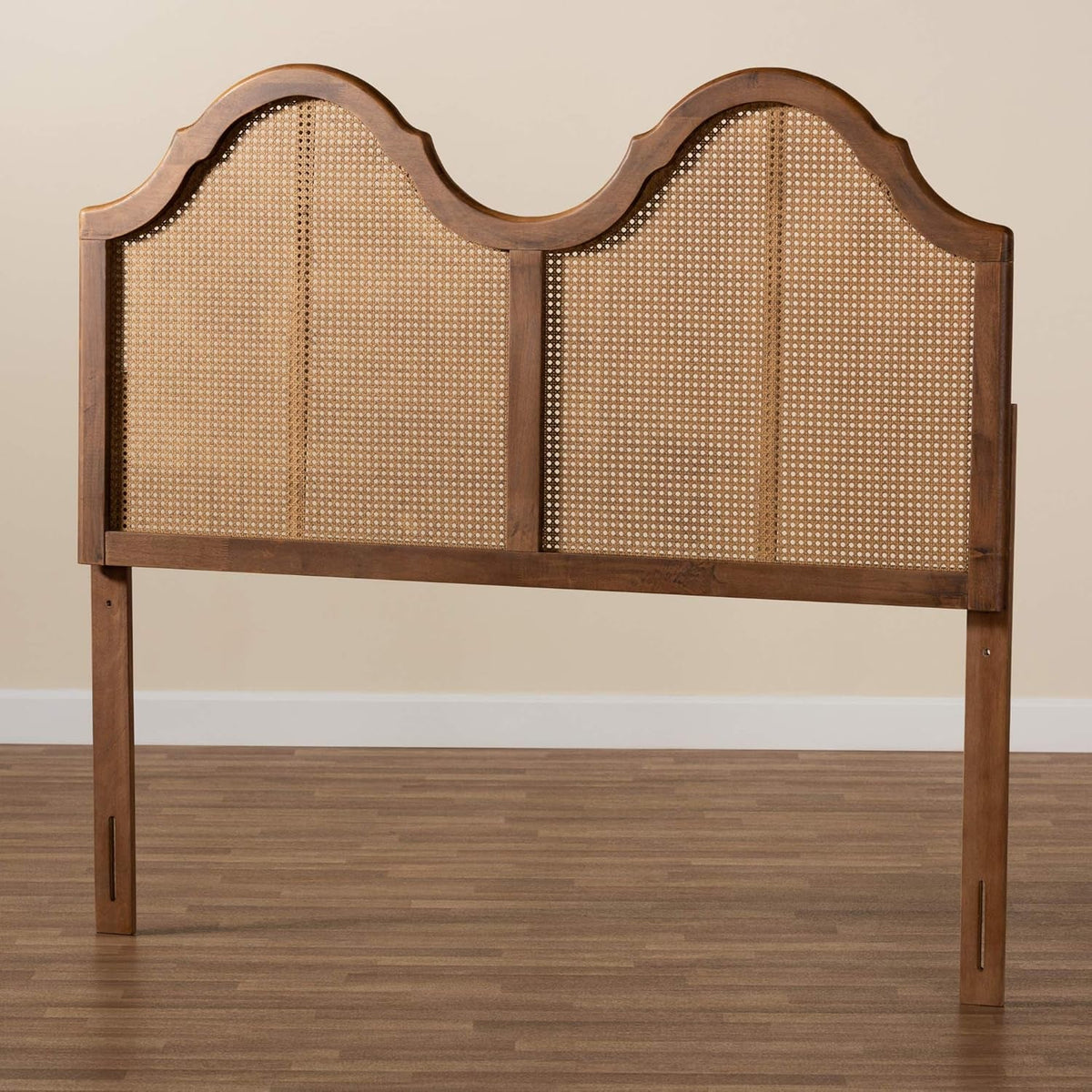 Ash Walnut Full Headboard With Woven Detailing Durable Rubberwood Construction For Bedroom Furniture