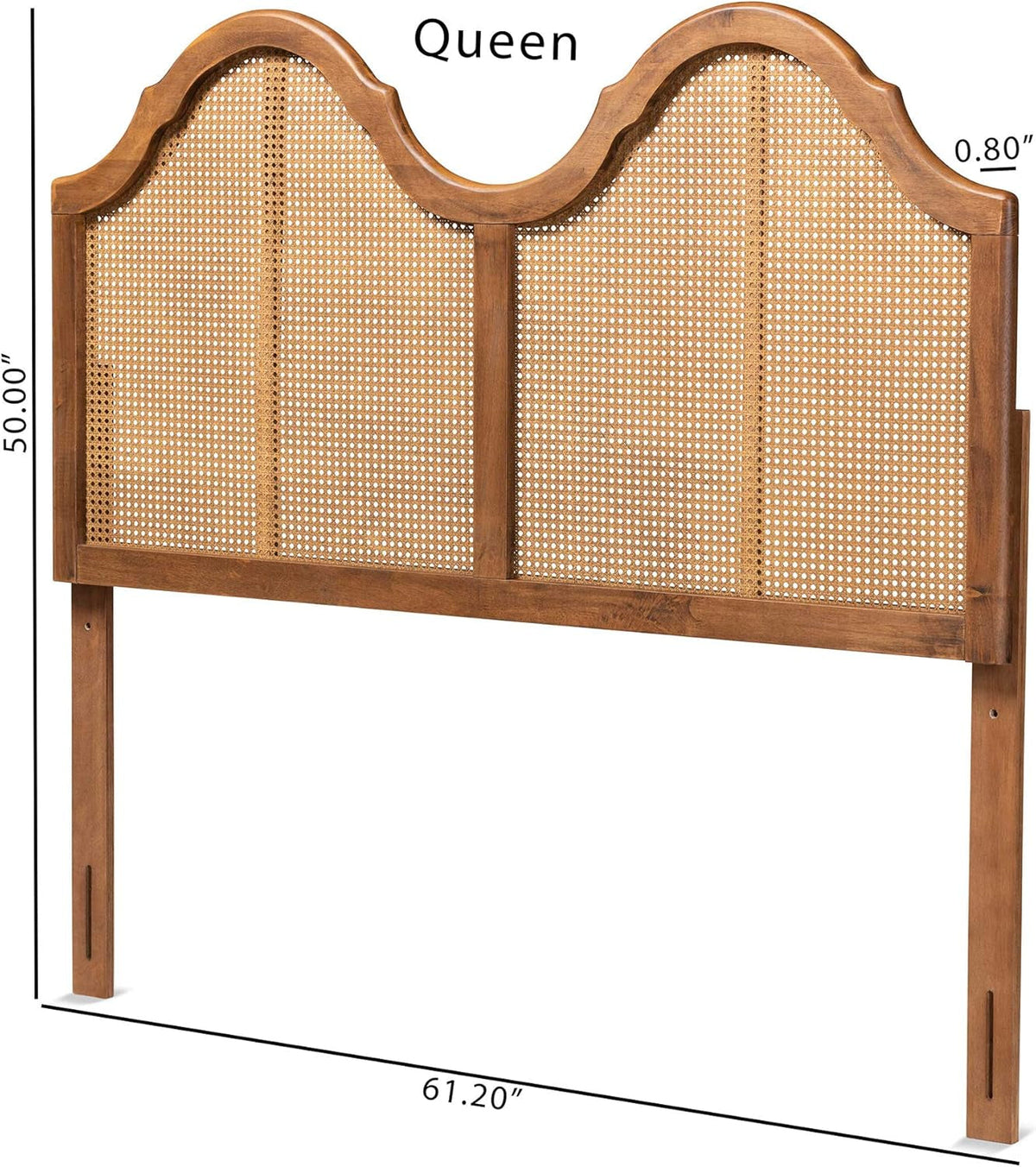Ash Walnut Full Headboard With Woven Detailing Durable Rubberwood Construction For Bedroom Furniture