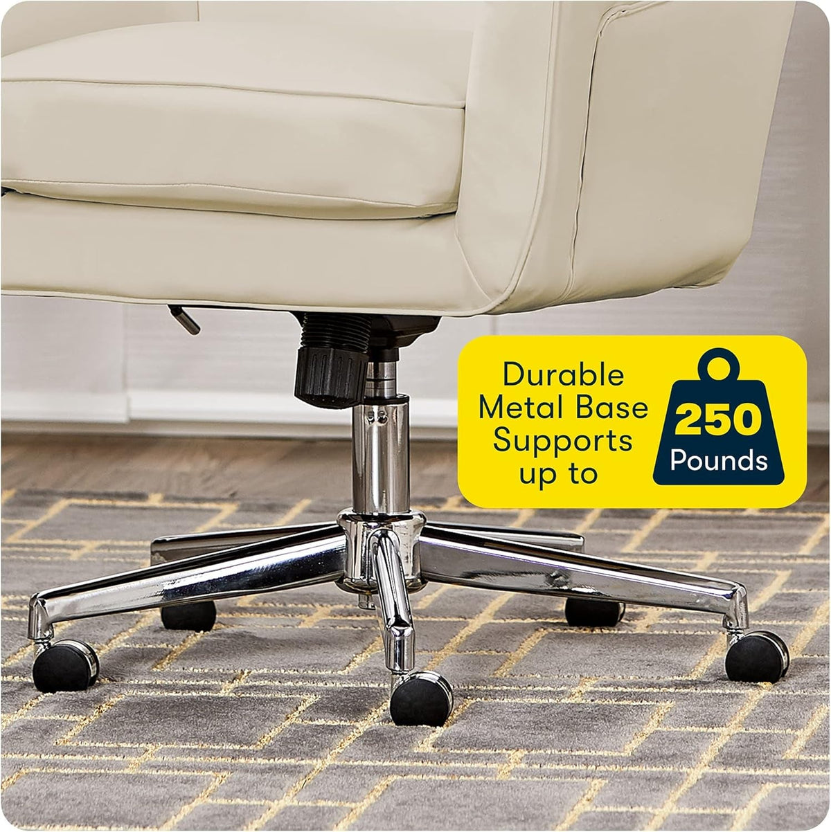 Ashland Cream Memory Foam Desk Chair With Chrome Wheels