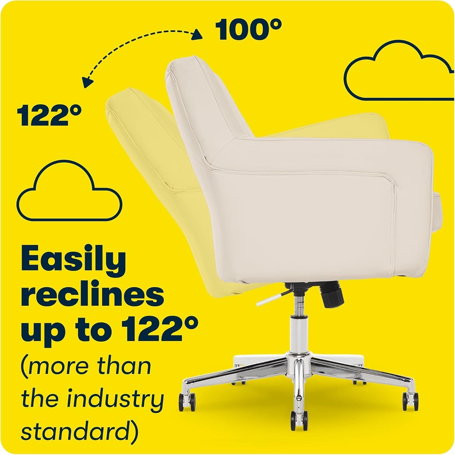 Ashland Cream Memory Foam Desk Chair With Chrome Wheels