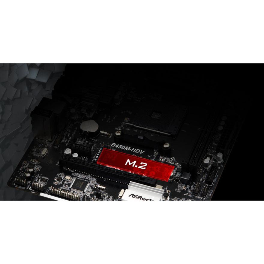 Asrock B450M-Hdv Am4 Amd Promontory B450 Sata 6Gb/S Usb 3.1 Hdmi Micro Atx Amd Motherboard