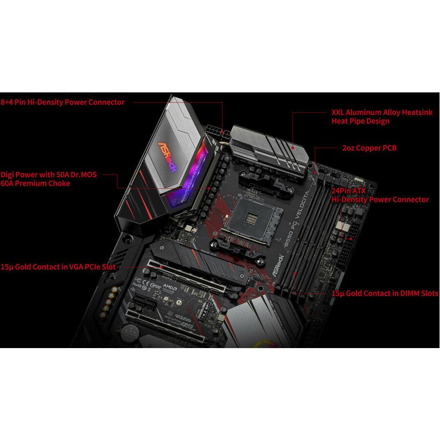 Asrock B550 Pg Velocita Socket Am4/ Amd B550/ Ddr4/ Quad Crossfirex/ Sata3&Usb3.2/ M.2/ Atx Motherboard