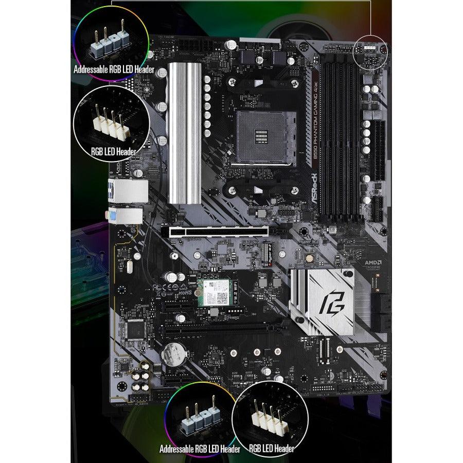 Asrock B550 Phantom Gaming 4 Ac Socket Am4/ Amd B550/ Ddr4/ Quad Crossfirex/ Sata3&Usb3.2/ Wifi&Bluetooth/ M.2/ Atx Motherboard