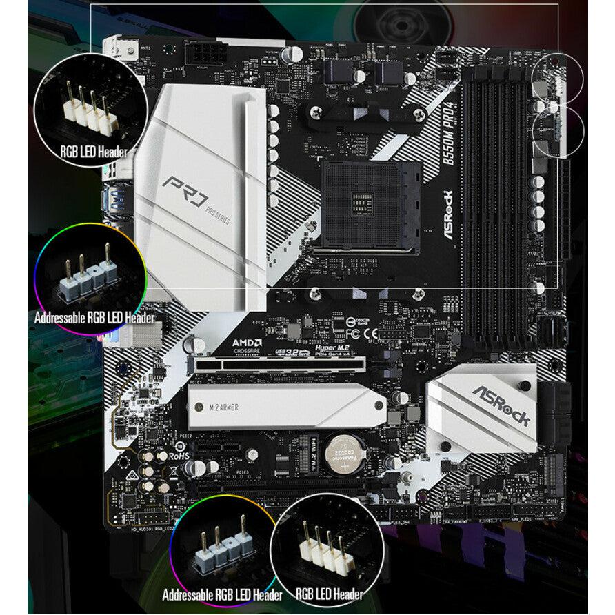 Asrock B550M Pro4 Socket Am4/ Amd B550/ Ddr4/ Quad Crossfirex/ Sata3&Usb3.2/ M.2/ Micro Atx Motherboard