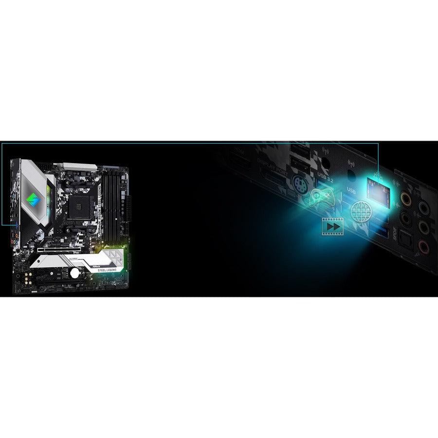 Asrock B550M Steel Legend Socket Am4/ Amd B550/ Ddr4/ Quad Crossfirex/ Sata3&Usb3.2/ M.2/ Micro Atx Motherboard