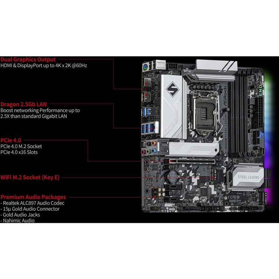 Asrock B560M Steel Legend - Motherboard - Micro Atx - Lga1200 Socket - B560 Chipset