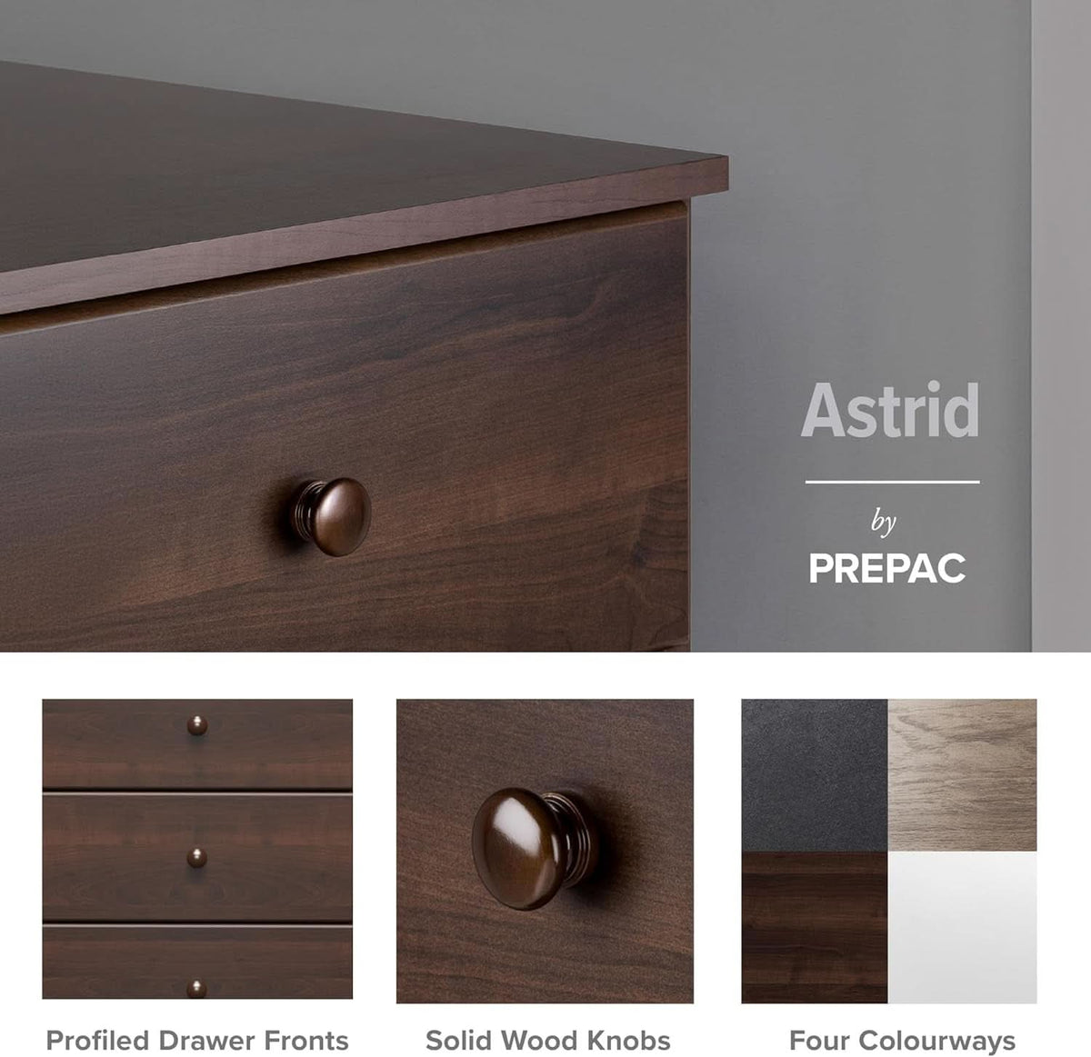 Astrid Tall Brown Dresser Six Drawer Chest For Bedroom