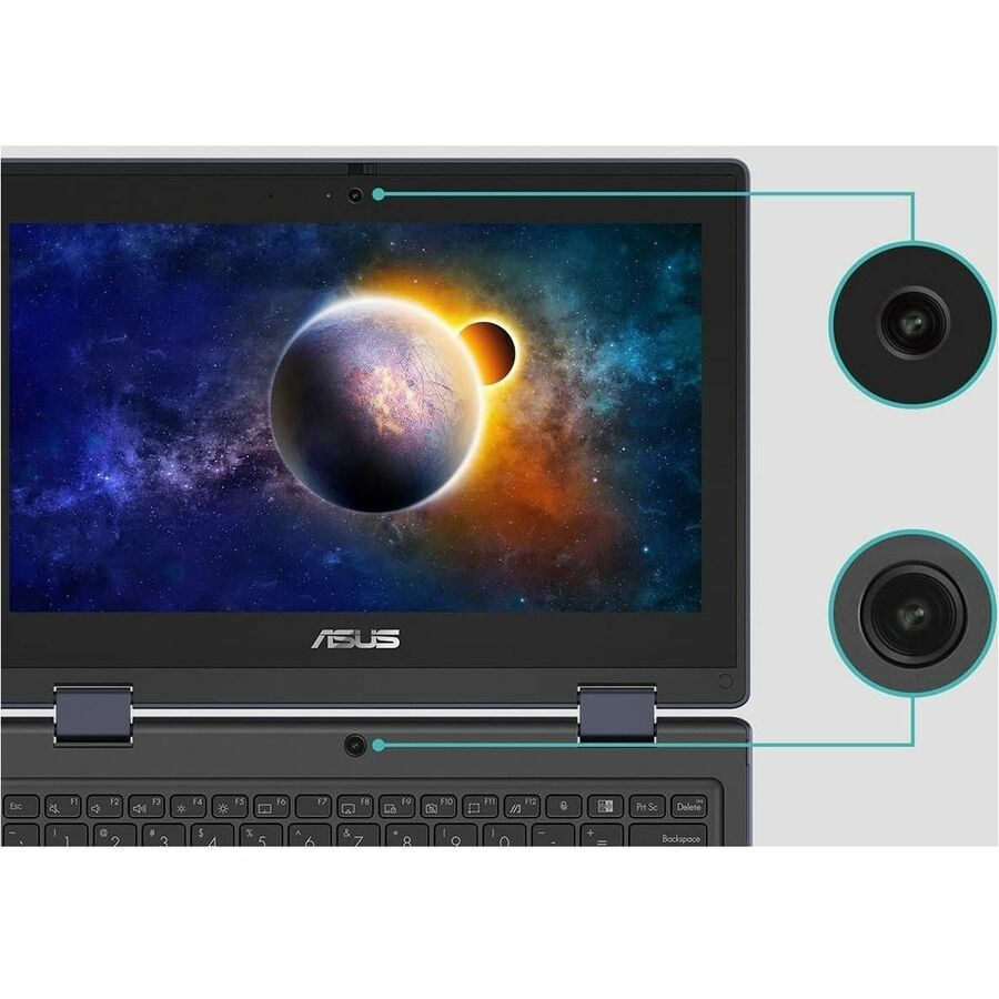 Asus BR1102FGA-YS14T 11.6" Touchscreen 2 in 1 Notebook - HD - 1366 x 768 - Intel Celeron N100 Quad-core (4 Core) 800 MHz - 4 GB Total RAM - 4 GB On-board Memory - 128 GB SSD - Mineral Gray