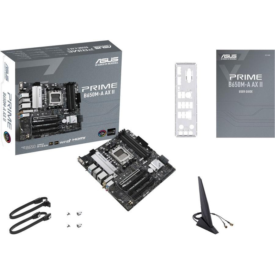 Asus Prime B650M-A AX II Gaming Desktop Motherboard - AMD B650 Chipset - Socket AM5 - Micro ATX