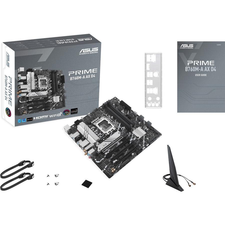 Asus Prime B760M-A AX D4 Desktop Motherboard - Intel B760 Chipset - Socket LGA-1700 - Micro ATX