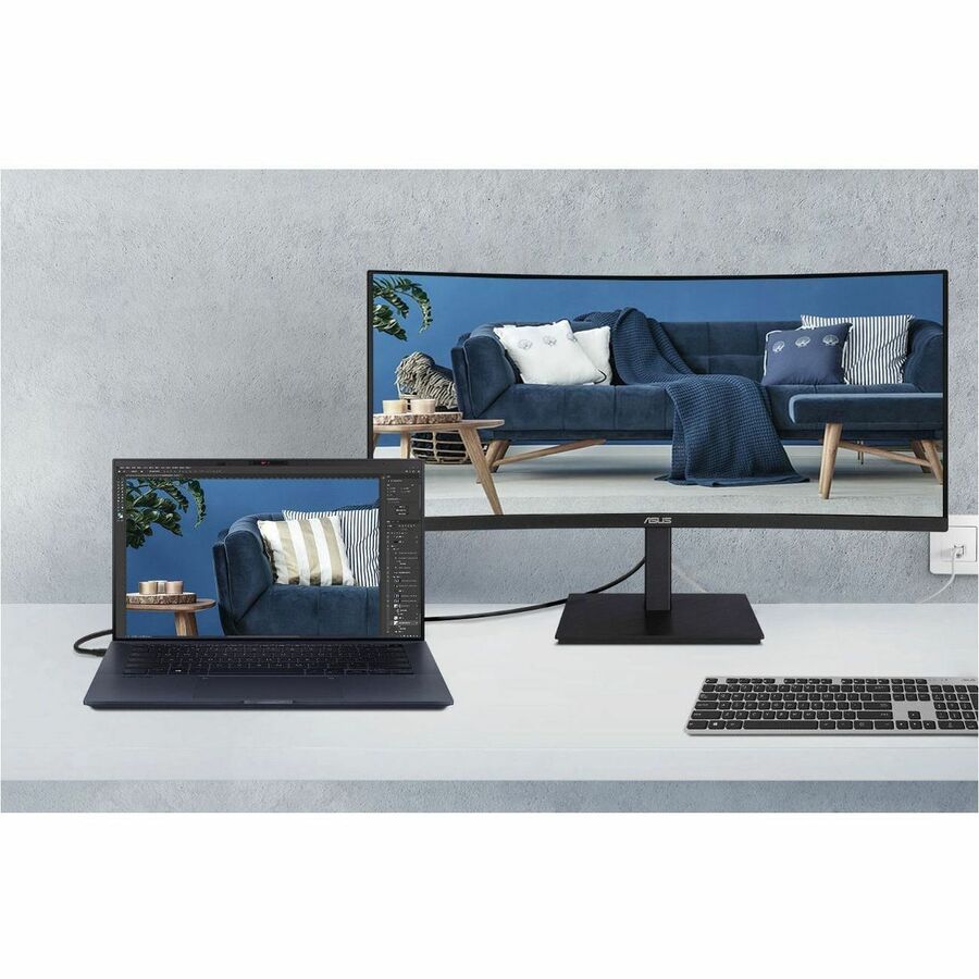 Asus VA34VCPSN 34 Class UW-QHD Curved Screen LED Monitor - 21:9 - Matte Black - 34 Viewabl