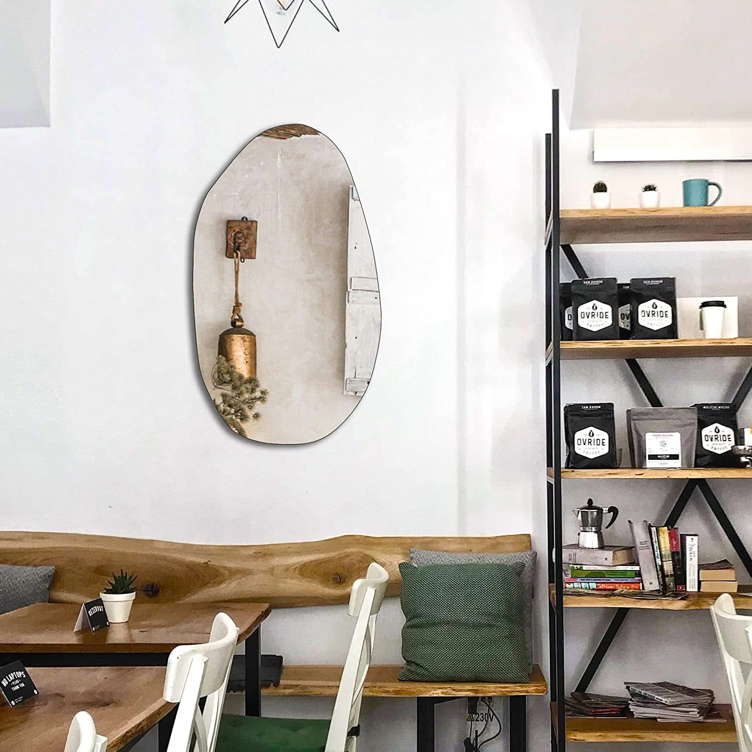 Asymmetrical Frameless Wall Mirror For Living Room 19.5 x 33.5 Inches
