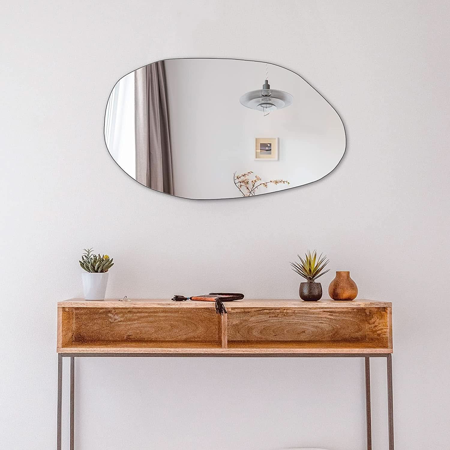 Asymmetrical Frameless Wall Mirror For Living Room 19.5 x 33.5 Inches