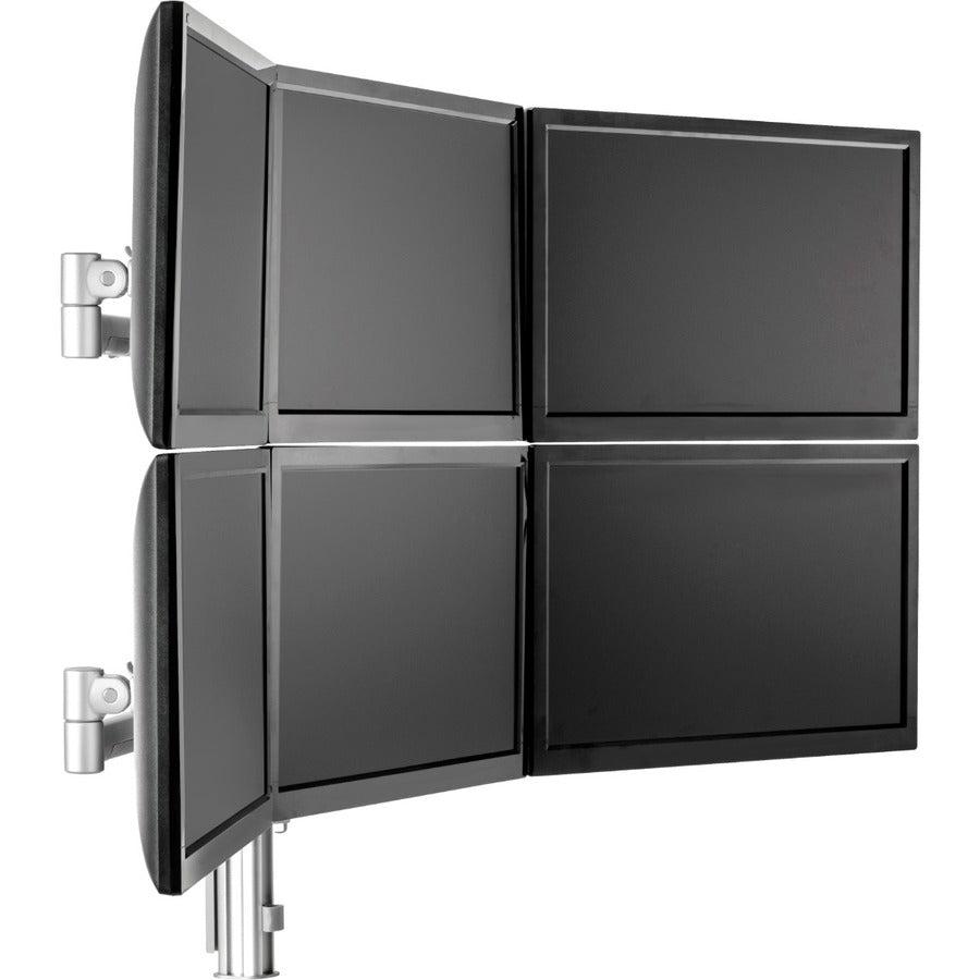 Atdec six display monitor arm desk mount - Flat and Curved up to 24in - VESA 75x75, 100x100