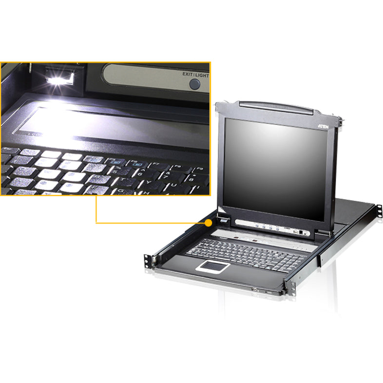 Aten Slideaway Cl5708 17" Lcd Console 8-Port Combo Kvm With Peripheral Sharing Technology-Taa Compliant
