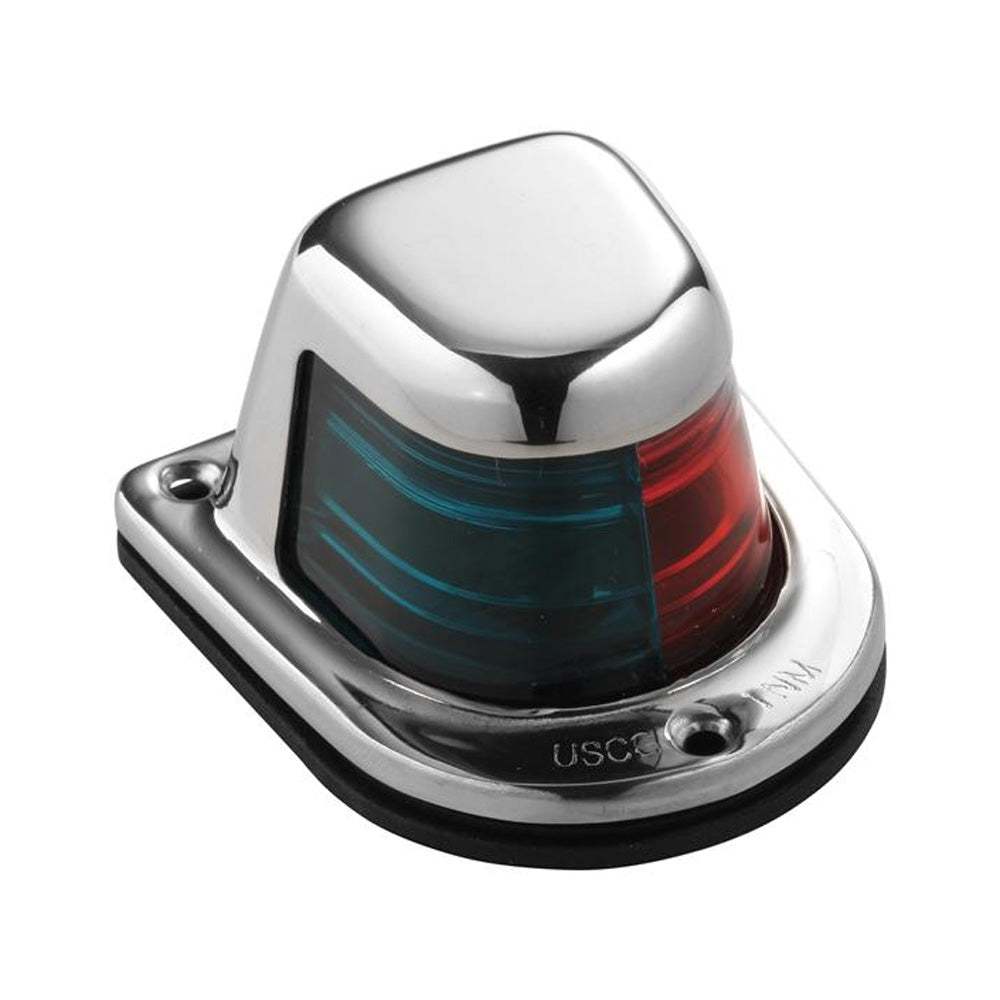 Attwood 1-Mile Deck Mount, Bi-Color Red/Green Combo Sidelight - 12V - Stainless Steel