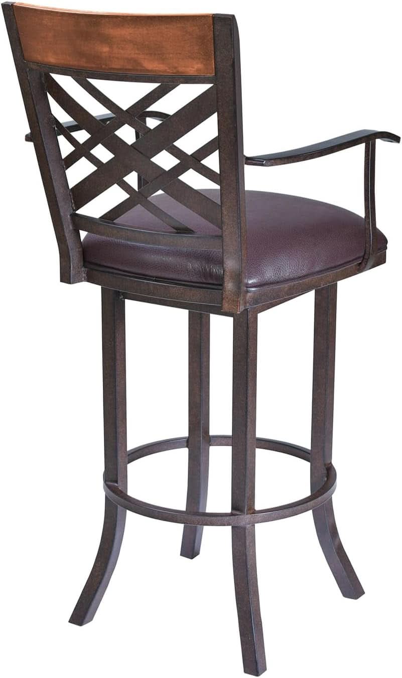 Auburn Bay Swivel Arm Barstool with Brown Upholstery