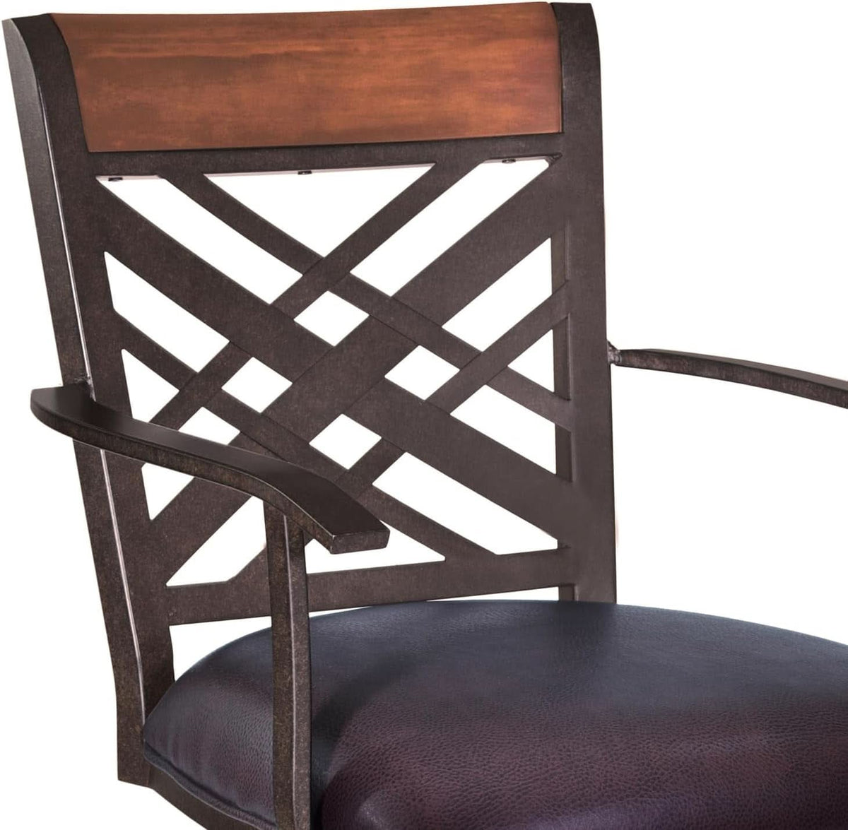 Auburn Bay Swivel Arm Barstool with Brown Upholstery