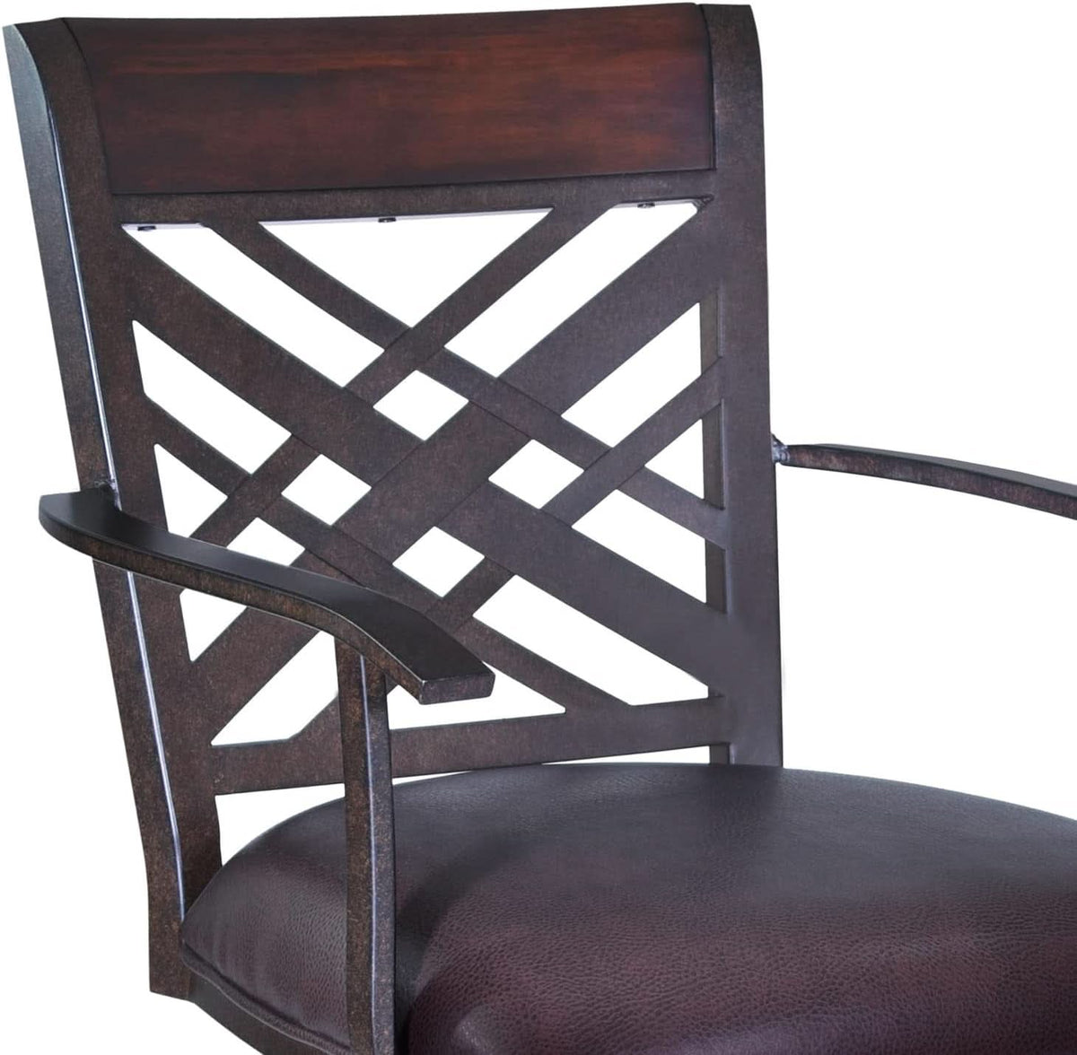 Auburn Bay Swivel Arm Barstool with Brown Upholstery