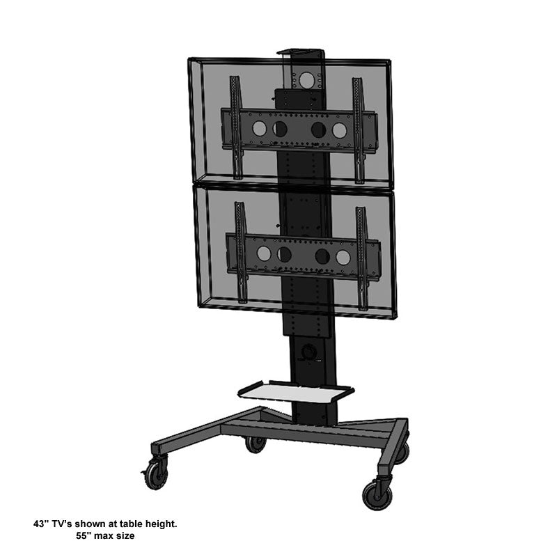 Audio Visual Furniture Dual Display Mobile Floor Cart PM-XFL-D