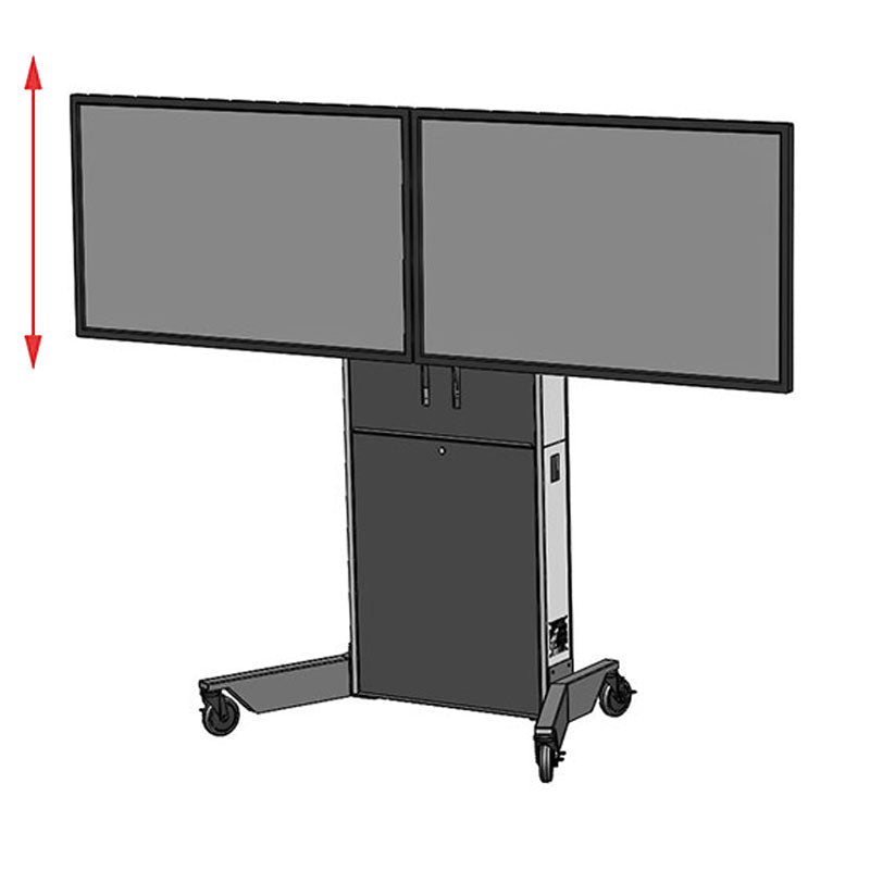 Audio Visual Furniture LFT7000-D Dual Display Mobile Electric Lift Cart