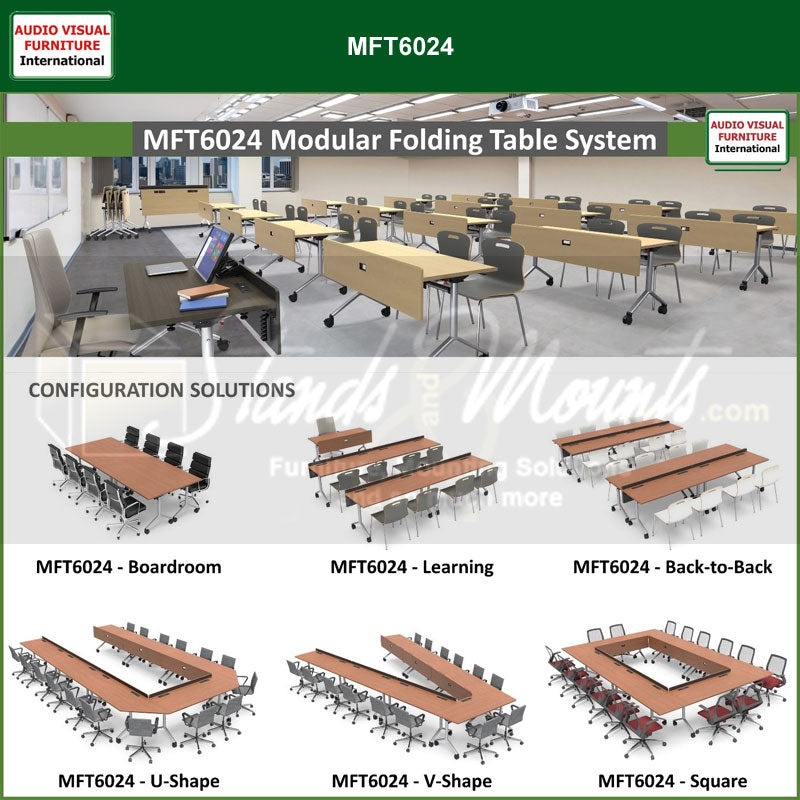 Audio Visual Furniture Modular Folding Table (2 Person, Standard) MFT6024-2PSTD