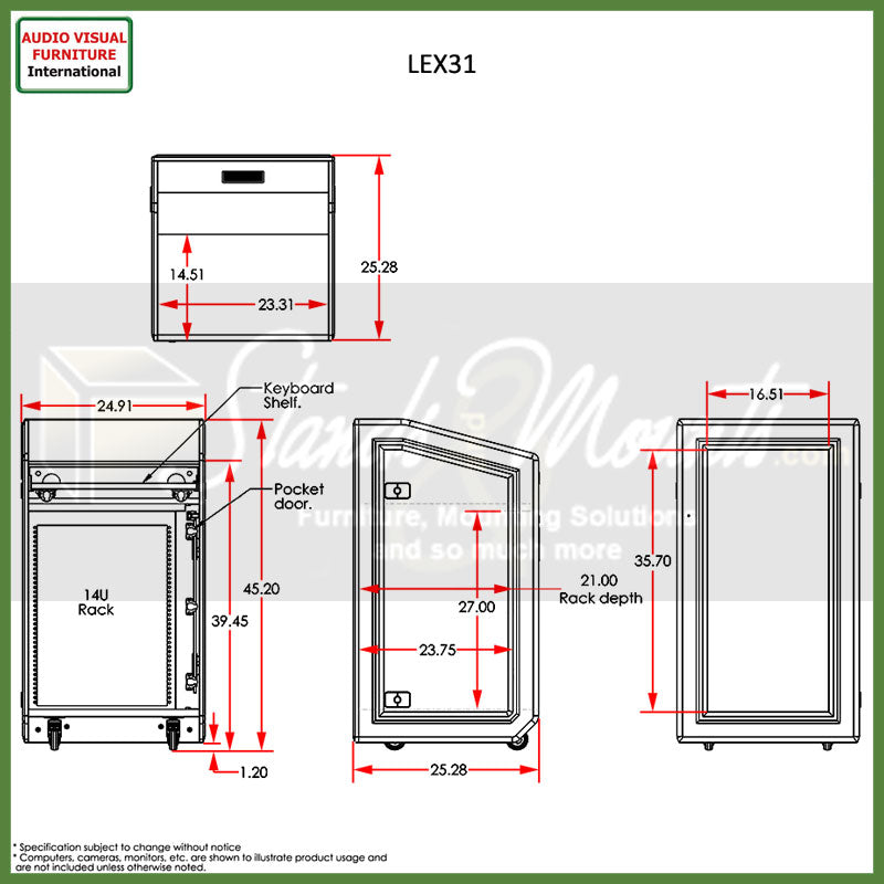 Audio Visual Furniture Multimedia Lectern (14RU) LEX31