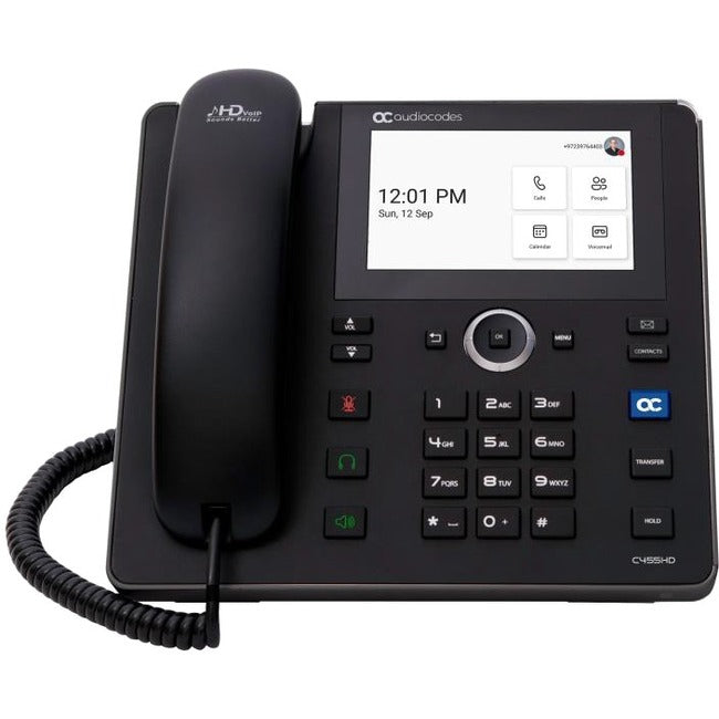 AudioCodes C455HDPS-DBW IP Phone - Corded/Cordless - Corded/Cordless - Bluetooth, Wi-Fi - Wall Mountable - Black TEAMS-C455HDPS-DBW